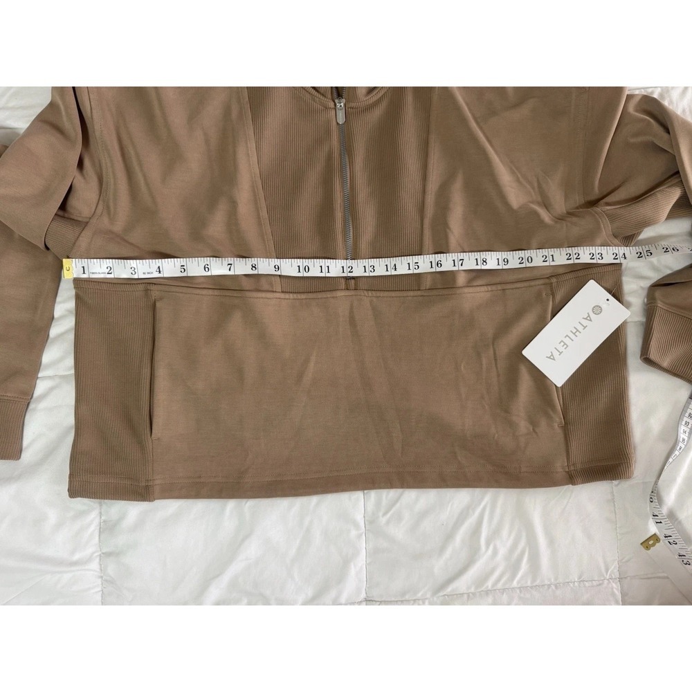 NWT Athleta Seasoft Rib 1/4 Zip Popover (tan) Size XL Brown Lightweight - Picture 5 of 11